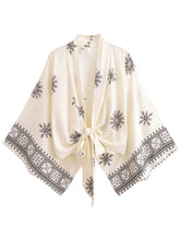 Kimono court de plage | médaillons Blanc