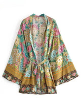 Kimono court de plage | paon vert Vert