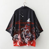 Haori | carpes koï sous le torii Noir et rouge, dos