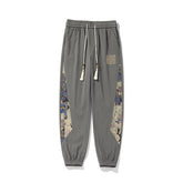 pantalon japonais homme brodé style rétro - détail du tissu