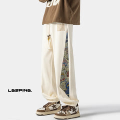 pantalon japonais homme brodé style rétro - vue alternative