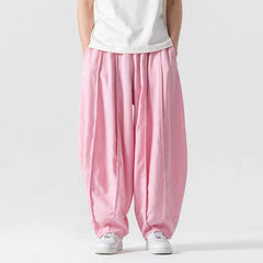 Pantalon jogging japonais homme coloris rose