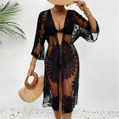 Kimono De Plage En Mousseline Brodé