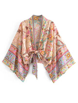 Kimono court de plage | cachemire Beige
