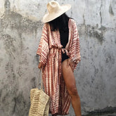 Kimono long de plage tie-dye Terracotta