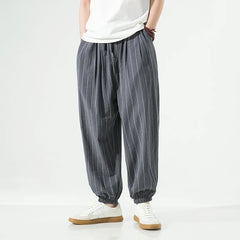 pantalon japonais style décontracté rayé