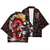 Haori | dragon d'or et de feu Noir