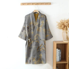 Peignoir kimono | paysage ukiyo Gris