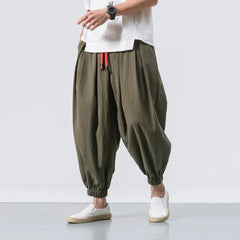 Pantalon sarouel japonais homme coloris vert kaki
