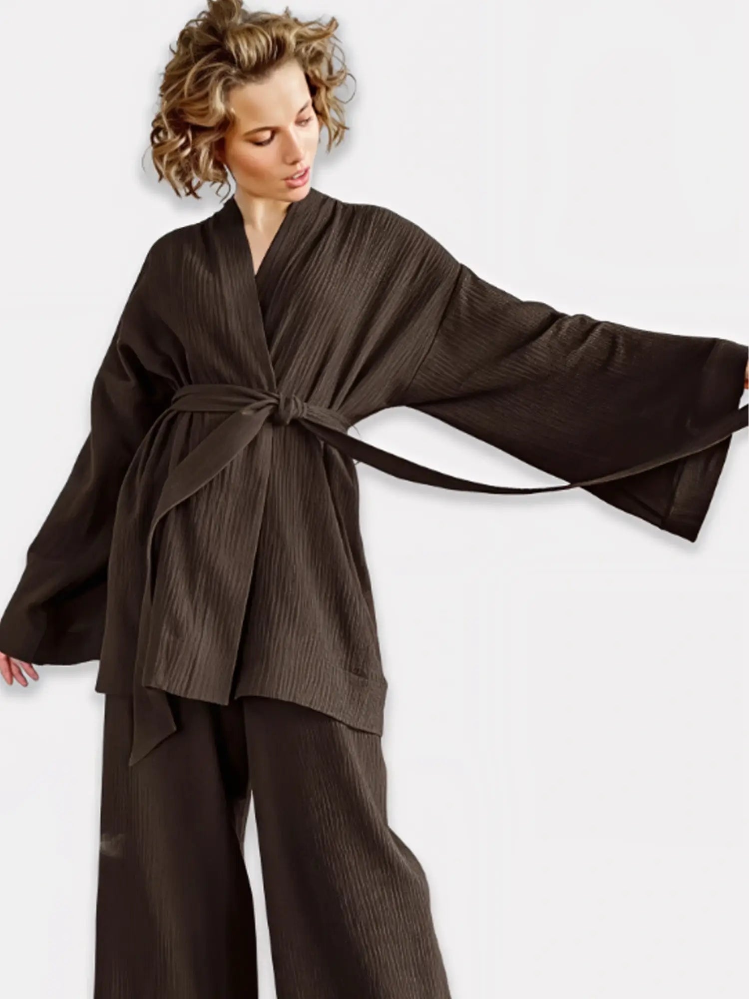 Ensemble Kimono Femme Chocolat Profond