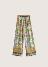 ensemble de pantalon kimono avec motif de paon fleuri