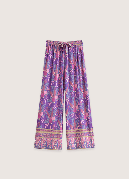 Ensemble De Pantalon En Kimono Violet Fleuri