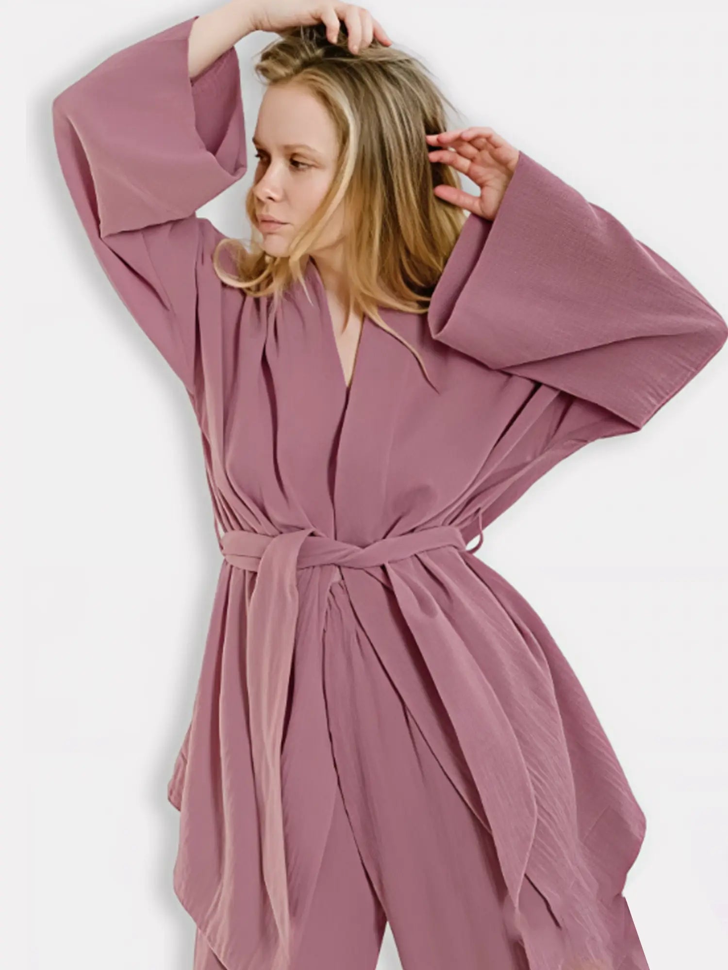 Ensemble Kimono Femme Poudré Rose