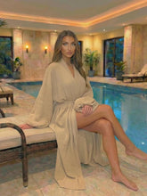 Kimono Long Élégant |Linen Mist - vue de côté