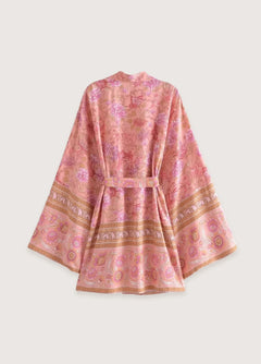 Kimono court de plage | floral vintage Rose