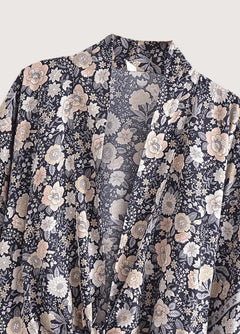 kimono court bohème gris et rose