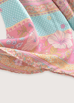 Kimono court de plage | bleu et rose Rose