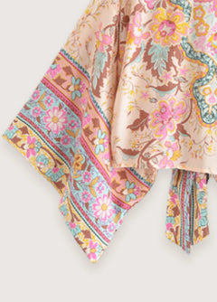 kimono floral rose pâle pour femme