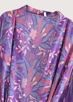 kimono fuchsia à fleurs pour la plage