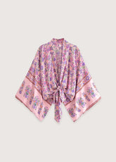 Kimono court de plage | bohème fleuri Rose et violet
