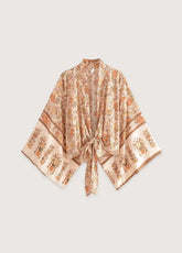 Kimono court de plage | bohème fleuri Terracotta