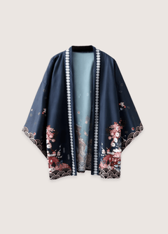 Haori | scène de matsuri Bleu ardoise, face