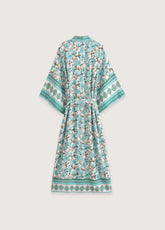 kimono long bleu calanque