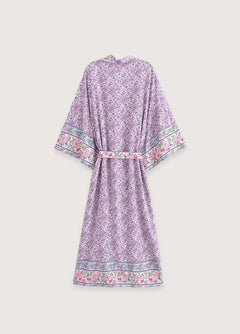 kimono long floral lilas