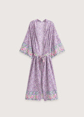 Kimono Long Floral Lilas