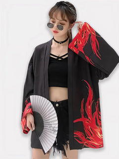kimono traditionnel japonais en tissu léger avec motif phénix