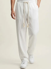 Pantalon japonais homme blanc à coupe ample avec taille élastique et cordon de serrage