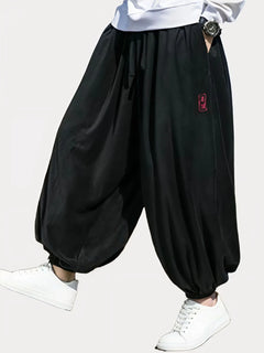 pantalon japonais homme Kurozen noir ample style hakama traditionnel et streetwear