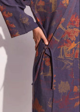 kimono bleu pour femme