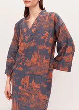 Peignoir Kimono Bleu Femme | Kaido
