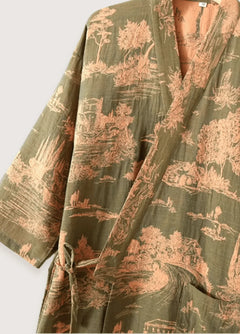 Peignoir kimono | paysage ukiyo Vert
