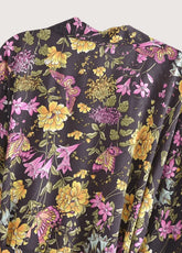 Kimono court de plage | floral vintage Noir