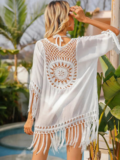 couverture de plage en crochet stylée blanche