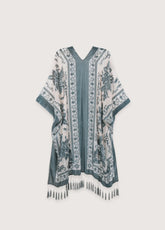 veste kimono crème et bleu gris