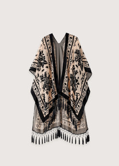 veste kimono crème et noire