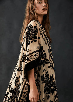 Veste Kimono Crème Et Noire