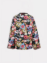 Veste kimono fleurie vintage Garden Eclipse vue de dos à plat sur fond blanc avec motifs floraux colorés