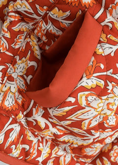 veste matelassée motif floral terracotta