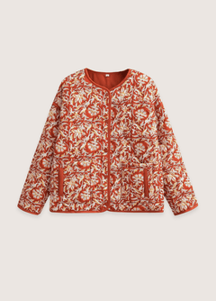 Veste Kimono Matelassée Floral Terracotta