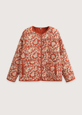 Veste Kimono Matelassée Floral Terracotta