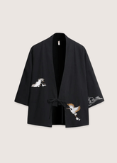 Haori homme | grues et nuages Noir