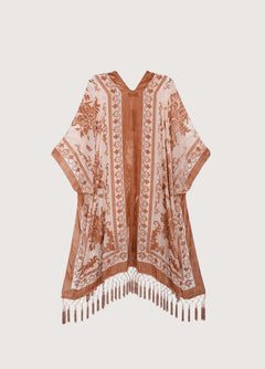 veste kimono japonais en fleurs roses
